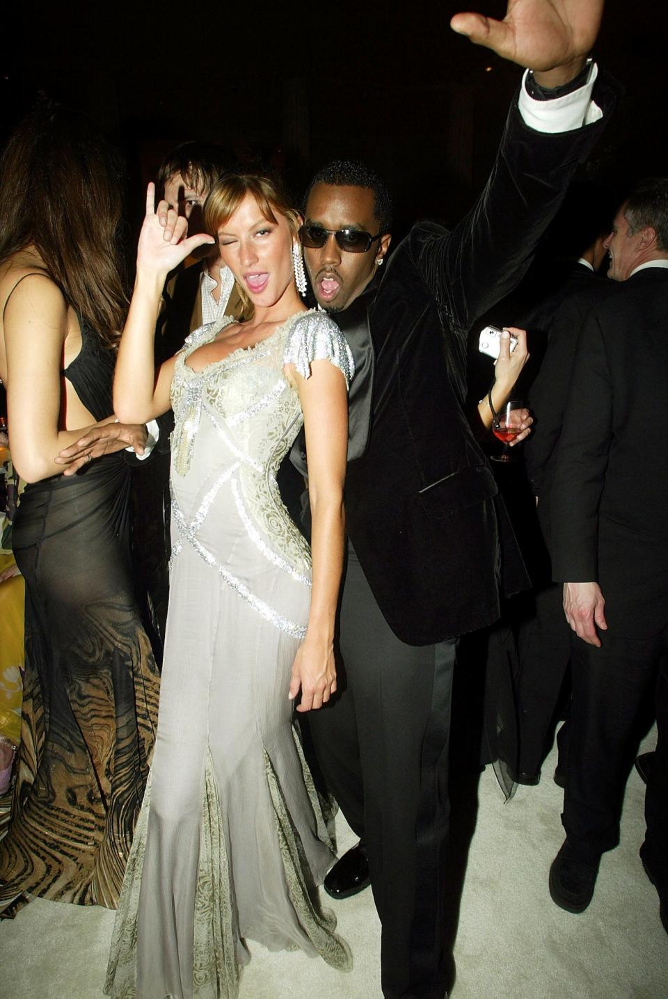 Giselle Bündchen and Diddy at the 2003 Met Gala.