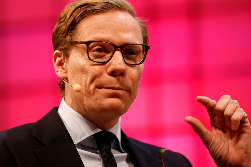 FILE PHOTO: CEO of Cambridge Analytica, Alexander Nix, gestures during the Web Summit, Europe's biggest tech conference, in Lisbon