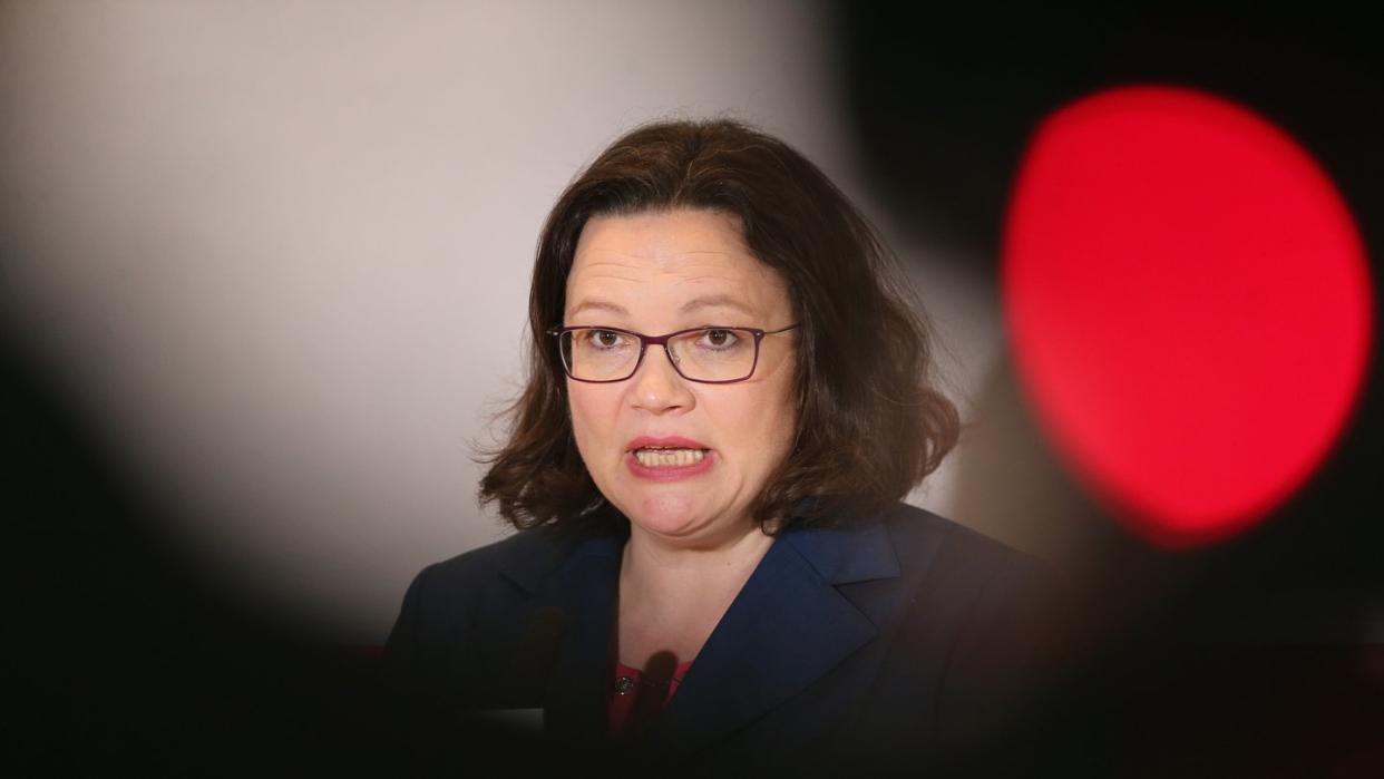 Andrea Nahles als neue SPD-Vorsitzende trägt nach einer Umfrage kaum dazu bei, die Sozialdemokraten für Wähler attraktiver zu machen. Foto: Wolfgang Kumm