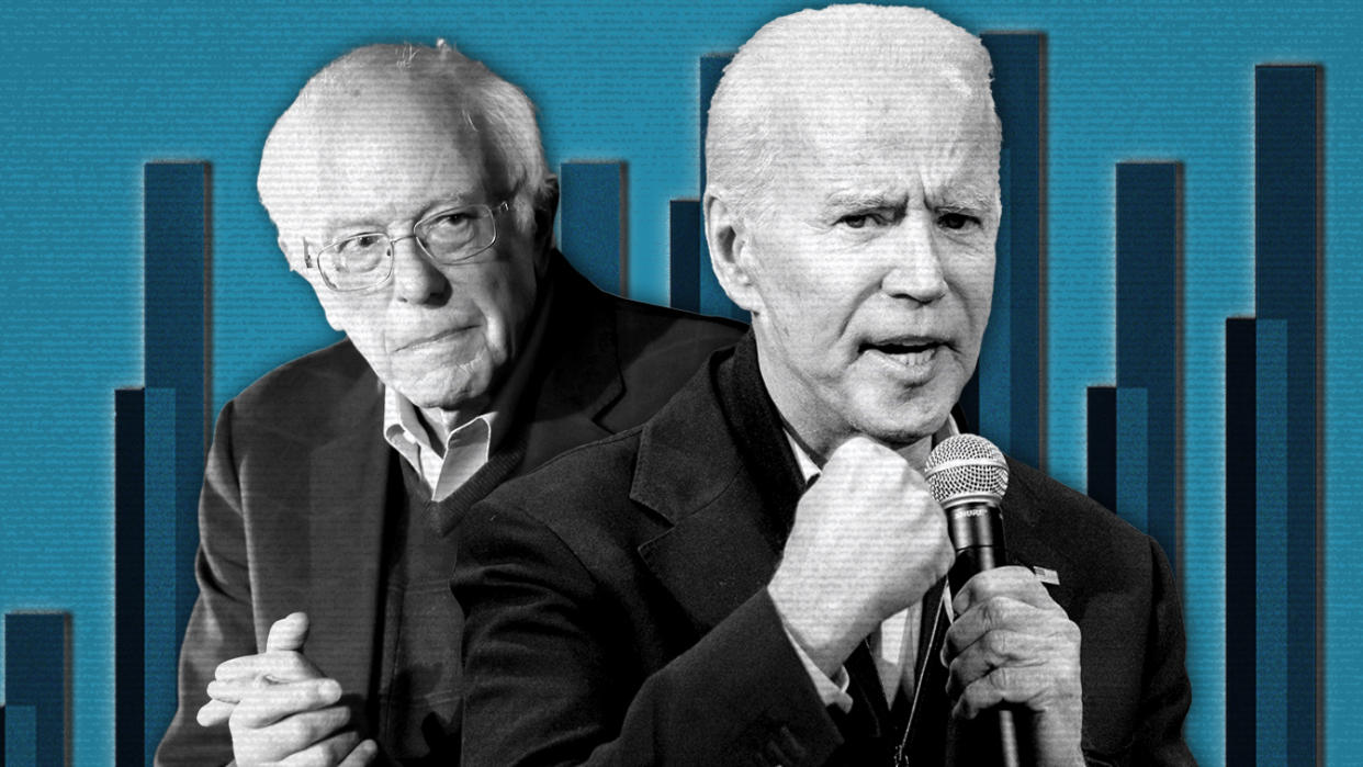 Bernie Sanders and Joe Biden. (Photo illustration: Yahoo News; photos: AP(2), Getty Images)