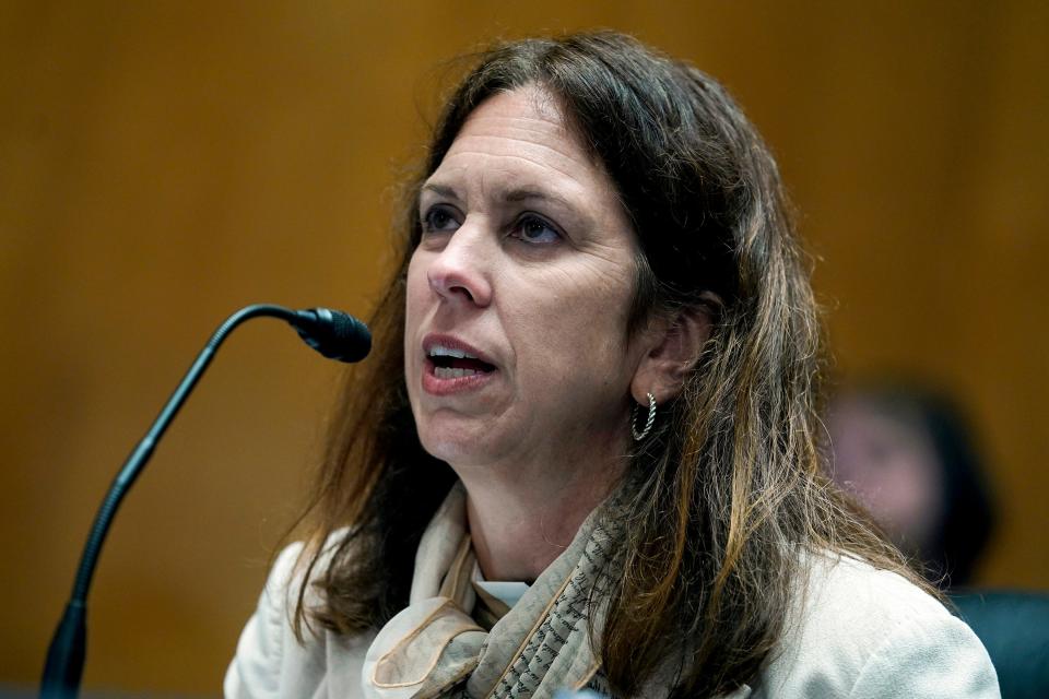 Colleen Shogan speaks during her nomination hearing to be Archivist of the United States, before the the Senate Homeland Security and Governmental Affairs Committee, Wednesday, Sept. 21, 2022, on Capitol Hill in Washington. 