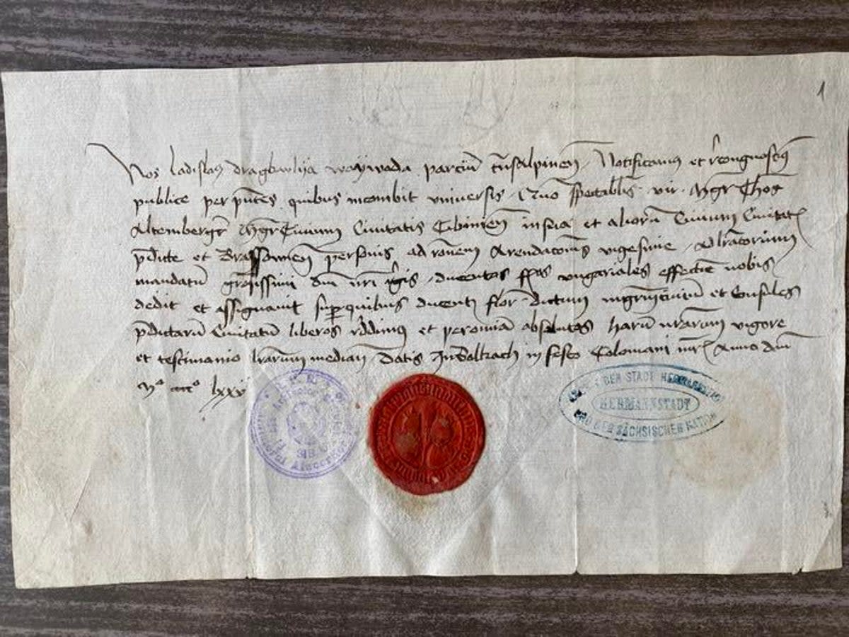 This letter written by Vlad the Impaler in 1475 contains proteins that suggest he suffered from respiratory problems and bloodied tears (Adapted from Analytical Chemistry, 2023)