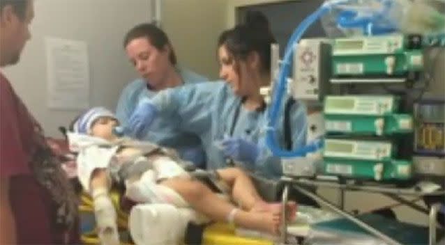 Baby Xavier is barely recognisable, just days after he was bitten. Photo: 7 News