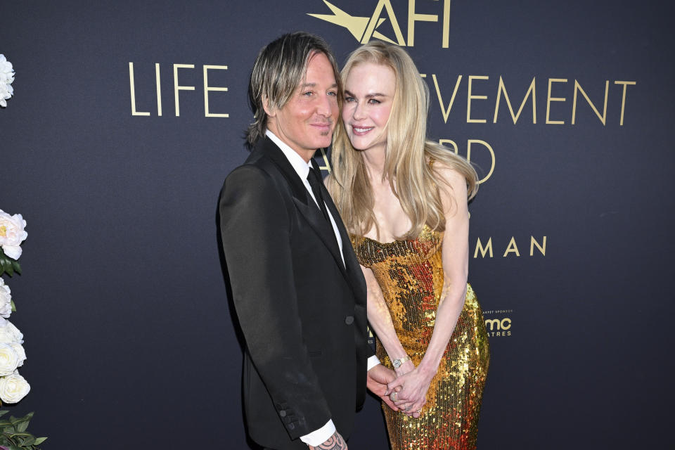 Keith Urban and Nicole Kidman at the AFI Life Achievement Award Honoring Nicole Kidman held at The Dolby Theatre on April 27, 2024 in Los Angeles, California. (Photo by Gilbert Flores/Variety via Getty Images)