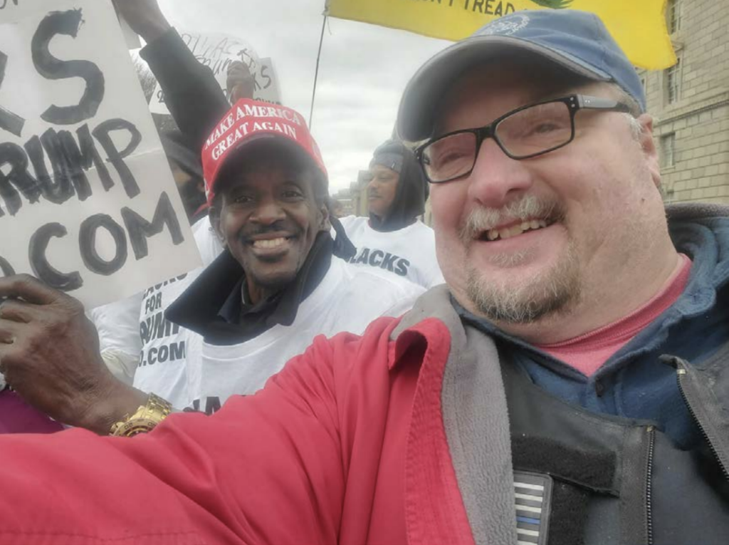 Photo of Joseph W. Fischer of Pennsylvania at the “Stop the Steal” rally in Washington, D.C. on Jan. 6, 2021. The U.S. Supreme Court on April 16, 2024, heard arguments in a case centering on Fischer’s actions that day.