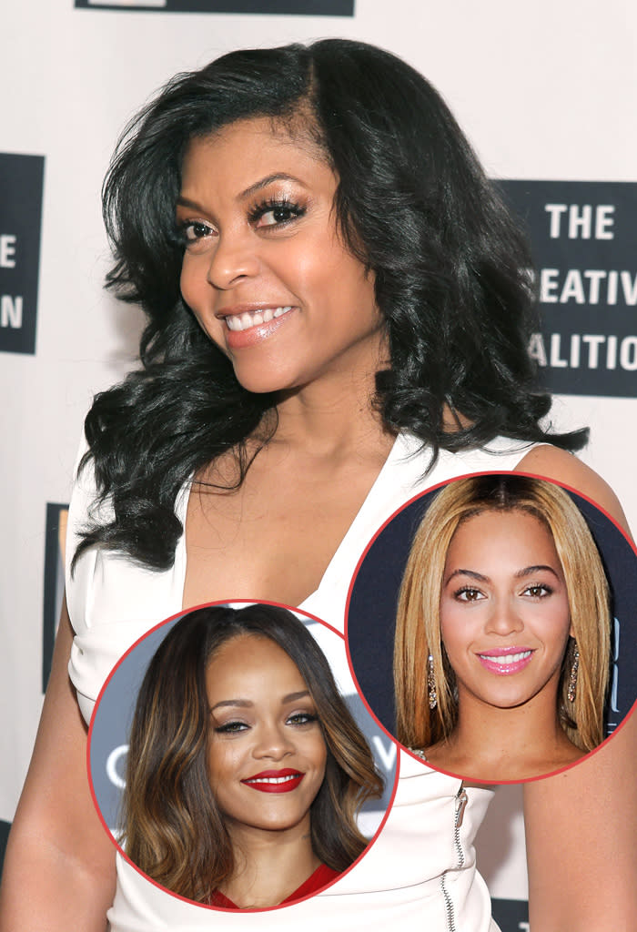 <b>Taraji P. Henson:</b> “I did love Rihanna at the Grammys. Especially the red. I really like red. I thought she looked angelic. I thought it was a very soft approach to her edge. It was everything – the hair, the makeup. It was a great look for her. And I do love Beyoncé.”