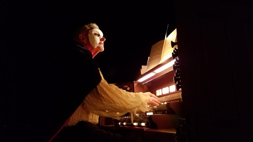 Organist Tom Taylor will provide accompaniment during a screening of the 1925 silent film classic, 'Phantom of the Opera,' at Suntree United Methodist Church on Oct. 28. The free event is a fundraiser for the church's century-old pipe organ.