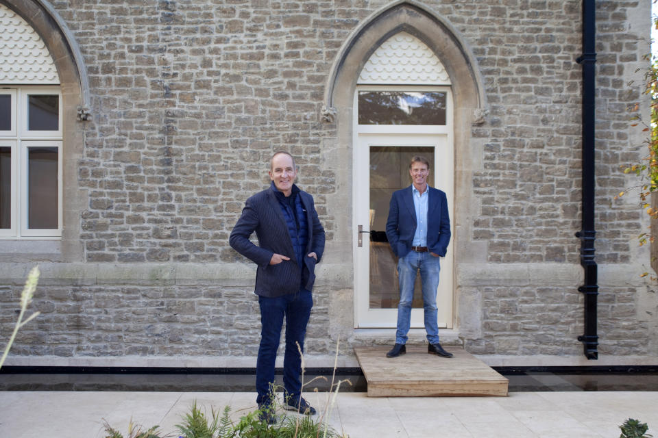 Kevin McCloud and the property owner Justin Maxwell Stuart. (Channel 4)