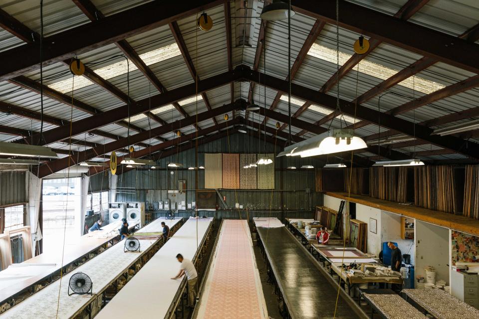 Raoul’s sprawling Santa Barbara factory, where textiles are still handprinted.