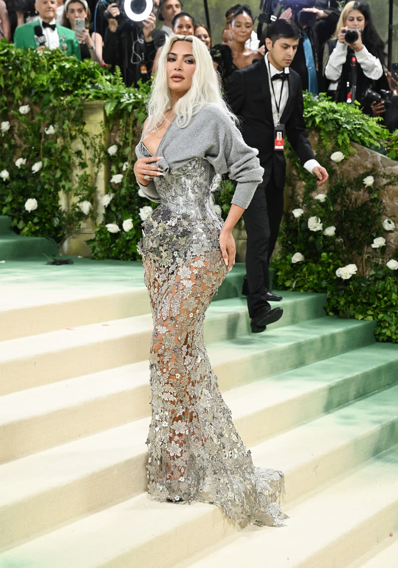 Kim Kardashian at the 2024 Met Gala: "Sleeping Beauties: Reawakening Fashion" on May 6 in New York, red carpet, Vogue, Maison Margiela, John Galliano