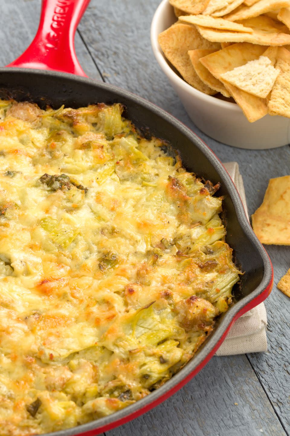 Cheesy Baked Brussels Sprout-Artichoke Dip