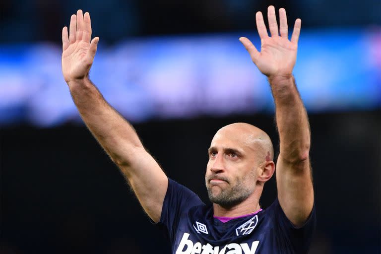 Zabaleta, en uno de sus últimos partidos como jugador, en West Ham, en septiembre de 2020