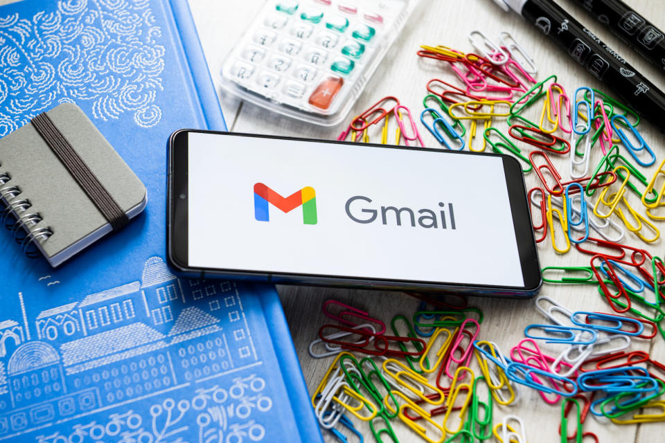 POLAND - 2023/03/07: In this photo illustration a Google Gmail logo seen displayed on a smartphone. (Photo Illustration by Mateusz Slodkowski/SOPA Images/LightRocket via Getty Images)