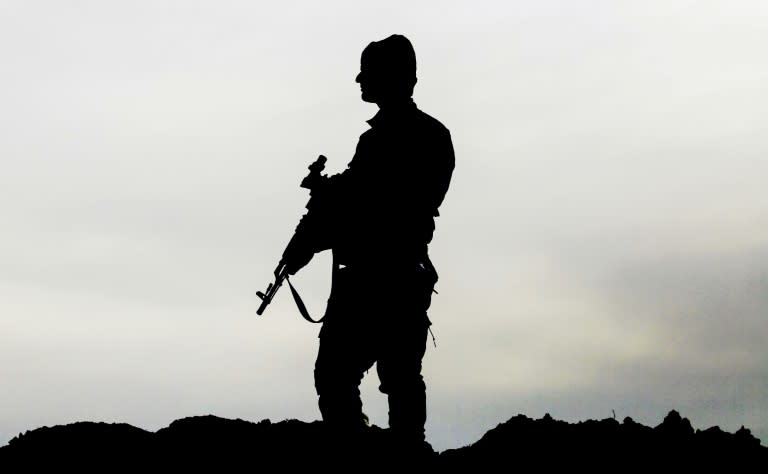 A member of the Syrian Democratic Forces (SDF), made up of US-backed Kurdish and Arab fighters, stands guard near the village of Bir Fawaz, 20 km north of Raqa, on February 8, 2017