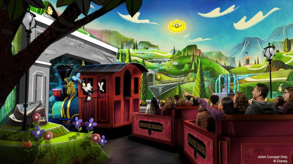 Concept art for Mickey & Minnie's Runaway Railway.