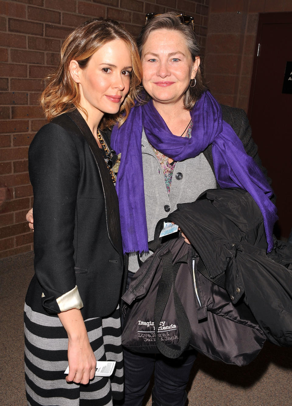 Closeup of Sarah Paulson and Cherry Jones