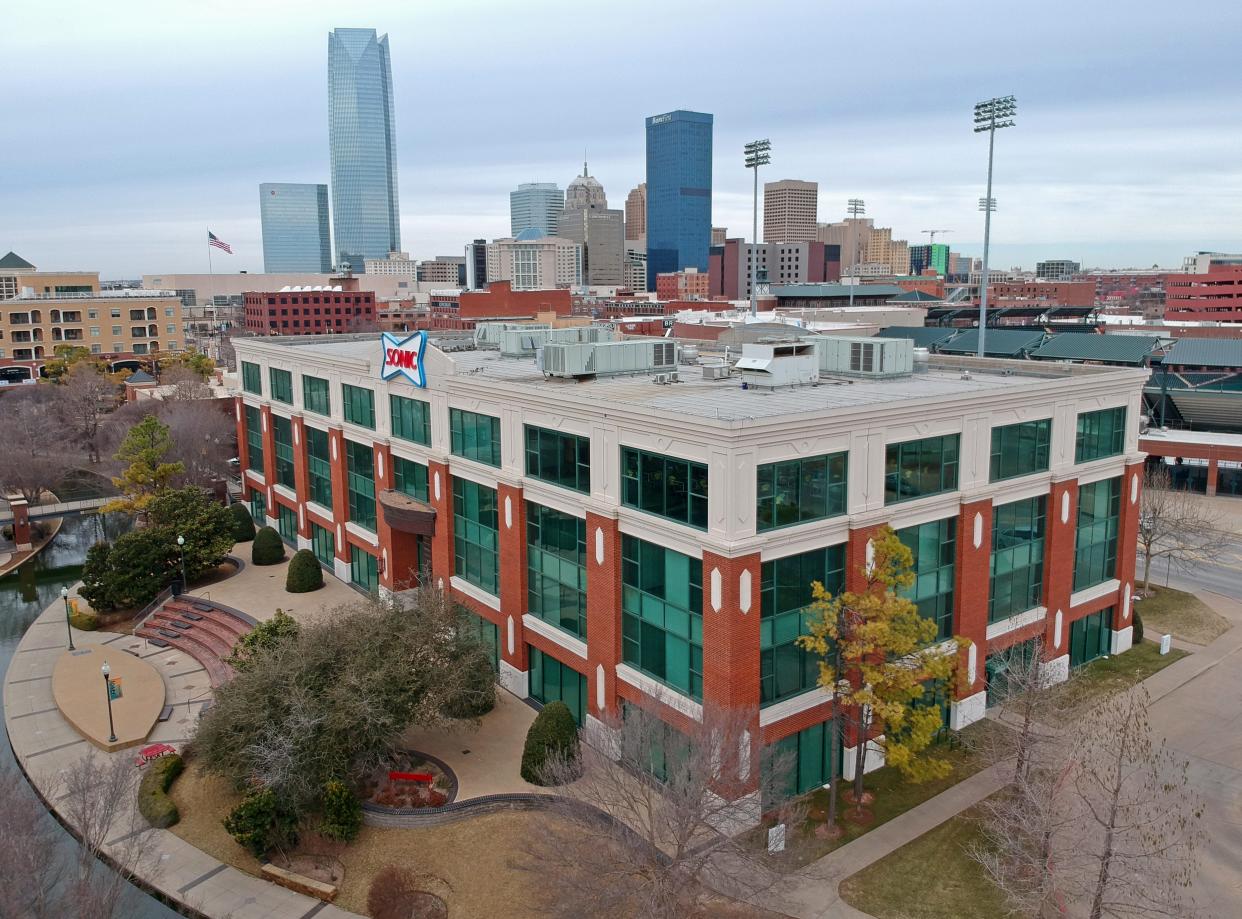 The former Sonic headquarters building is seen Friday in Oklahoma City. The Oklahoma Baptists' WatersEdge foundation is under contract to buy the building.