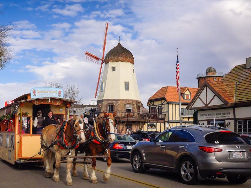 A horse and carriage ride through Solvang, California.