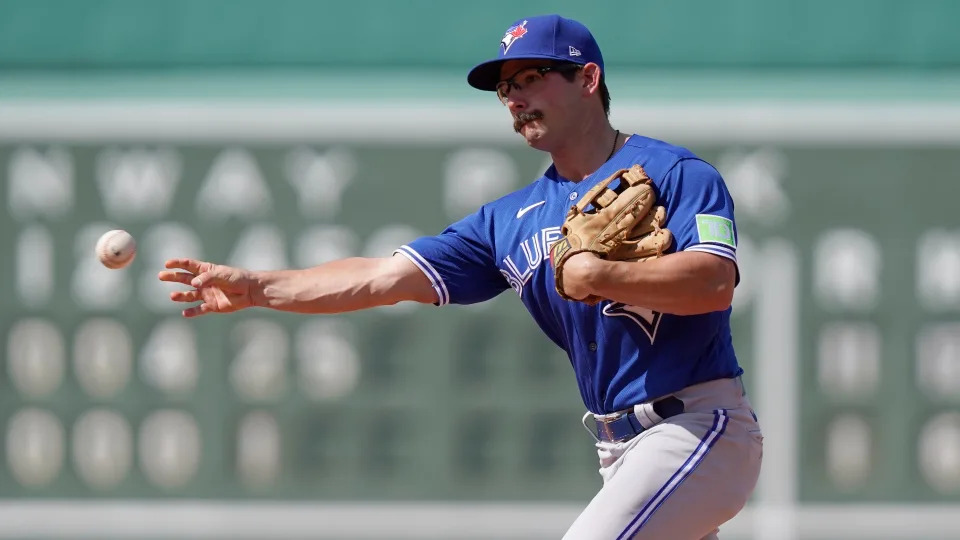 Blue Jays call-up and rookie sensation Davis Schneider uses a beat-up, second-hand glove that once belonged to another prominent baseball figure. (Associated Press)