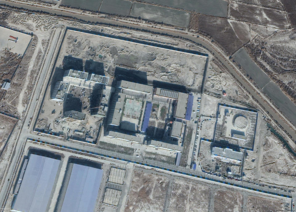 A Google Earth image of a camp in Xinjiang.  / Credit: Google Earth via Shawn Zhang