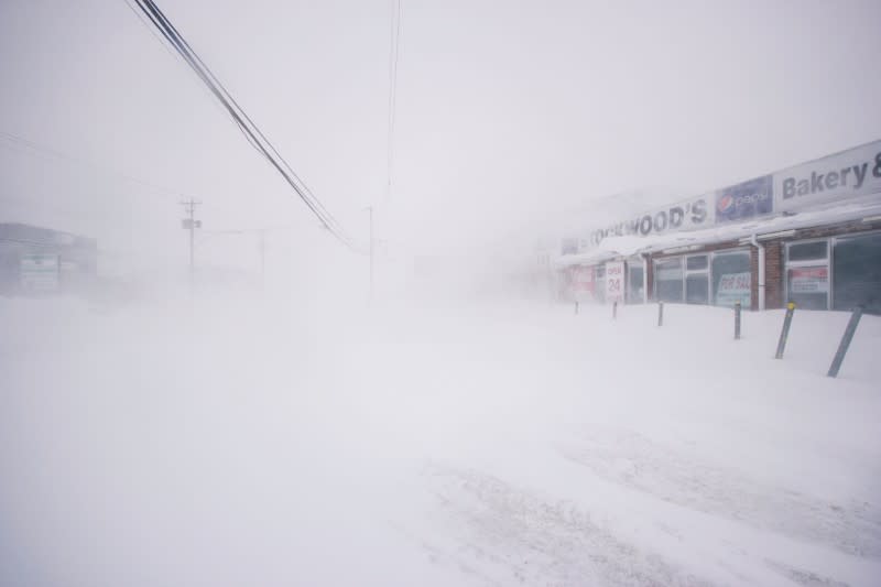 A snowy street is pictured in St. John's, Newfoundland and Labrador