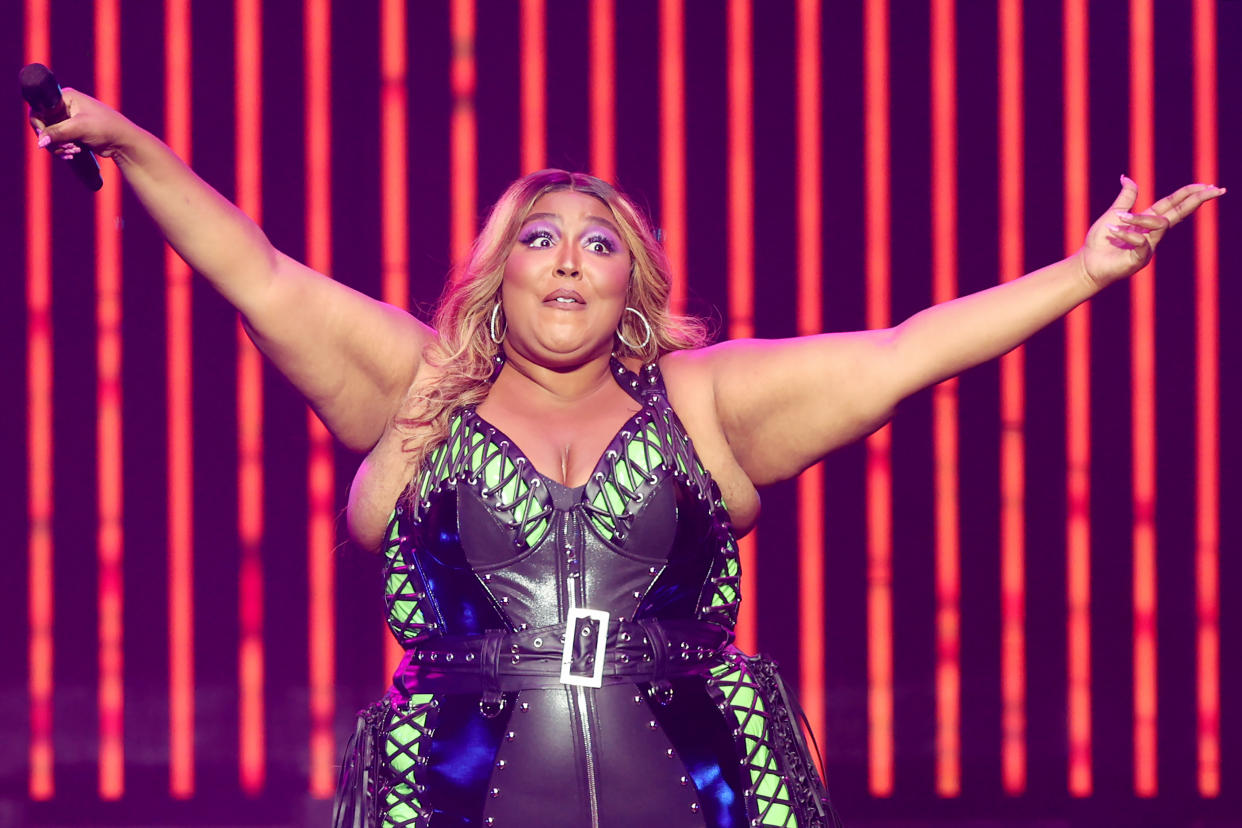 SYDNEY, AUSTRALIA - JULY 23: Lizzo performs at Qudos Bank Arena on July 23, 2023 in Sydney, Australia. (Photo by Don Arnold/WireImage)