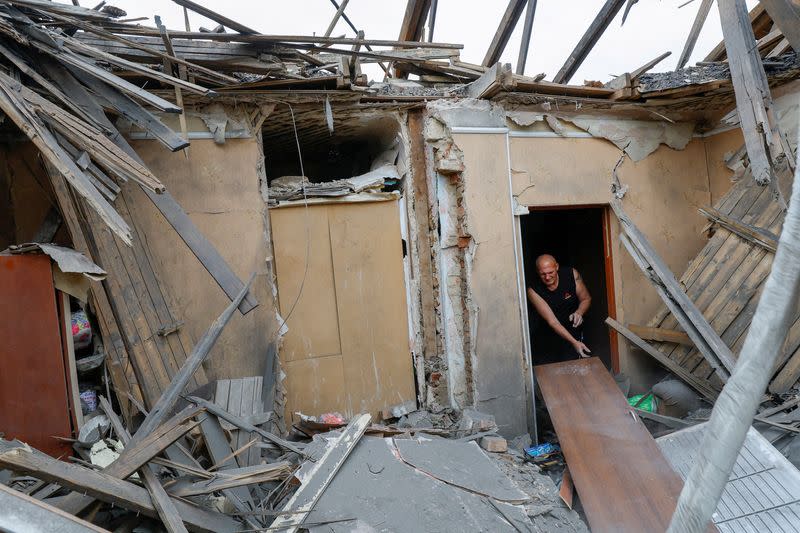 FILE PHOTO: Aftermath of recent shelling in Donetsk