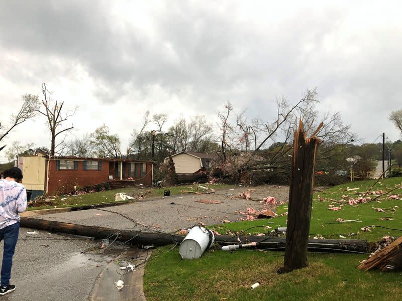 Damage is seen after tornadoes tore through Pelham