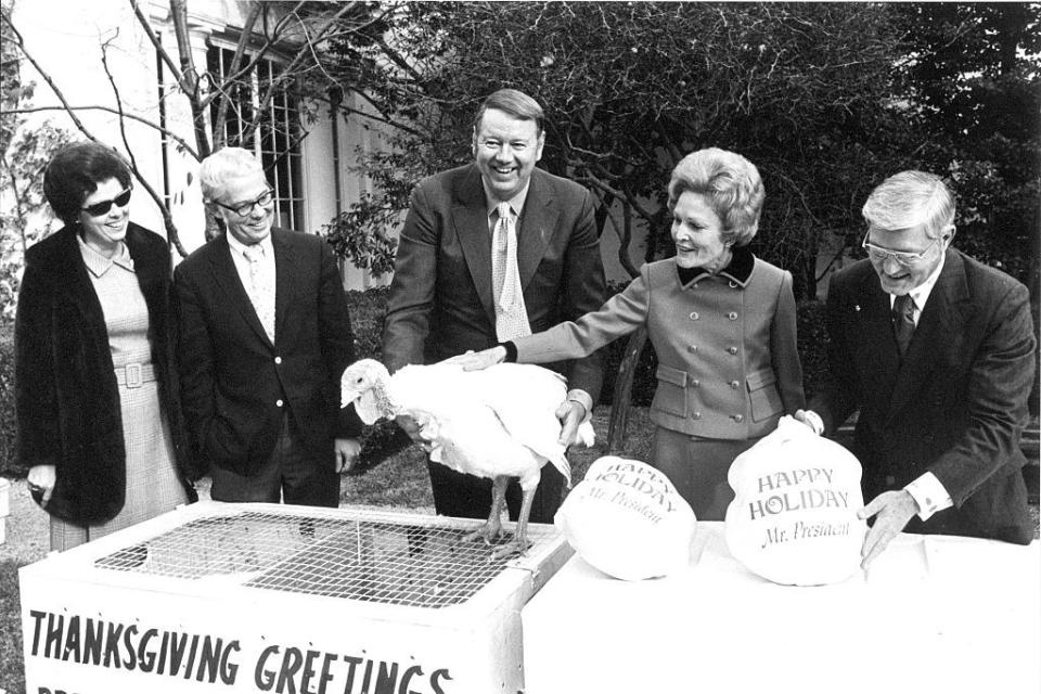 Pat Nixon With Turkeys