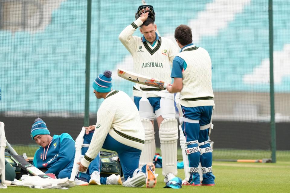 Scott Boland had a first Test wicket outside Australia before conceding a single run (Kirsty Wigglesworth/AP) (AP)