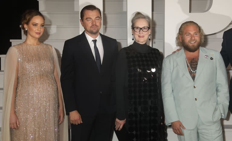 Jennifer Lawrence, Leonardo Dicaprio, Meryl Streep y Jonah Hill, electo de Don't Look Up de Netflix