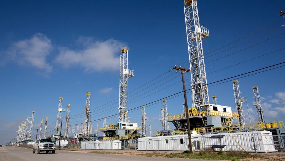 Oil well operations in Odessa, Texas.