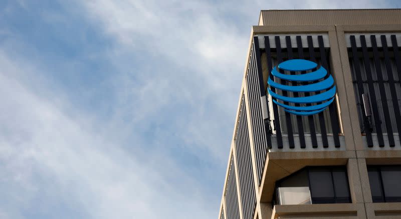 An AT&T logo is pictured in Pasadena