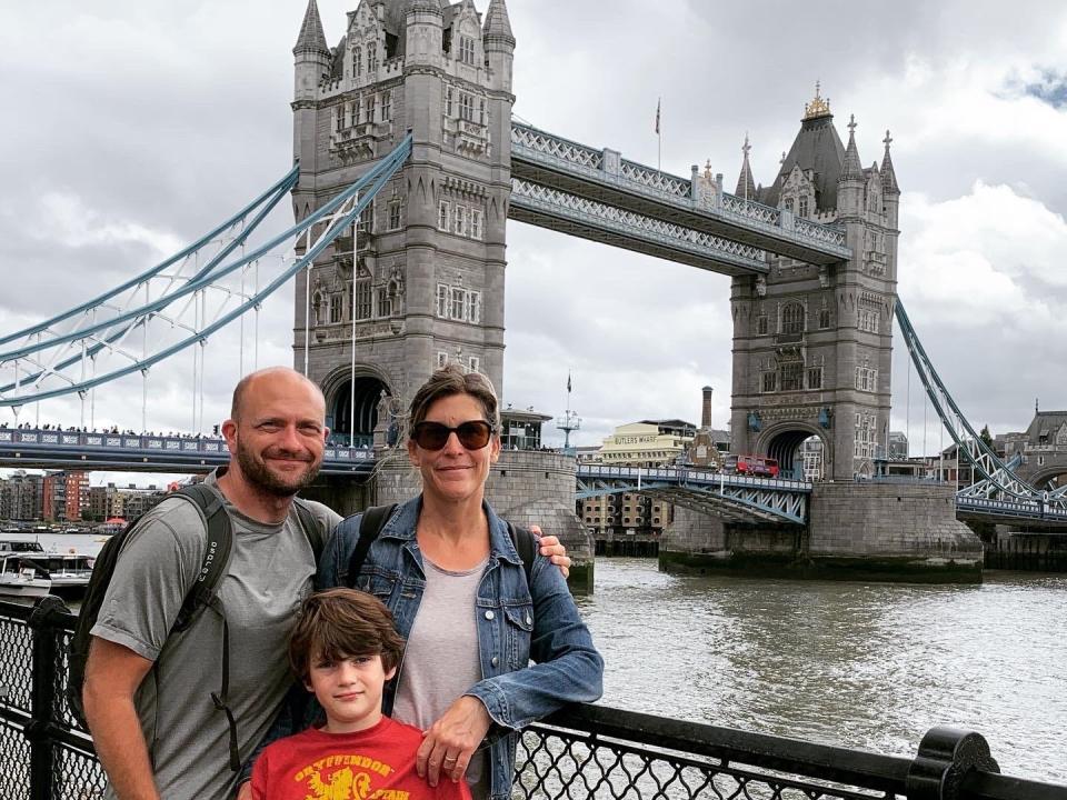 Eli, Andrea, and Finn in London, England.