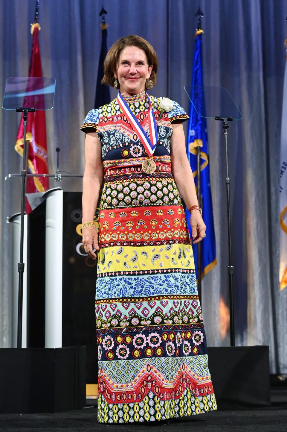 Wendy Bingham Cox is honored at the 35th Anniversary Ellis Island Medals of Honor at Ellis Island on May 14. (Photo by Noam Galai/Getty Images for Ellis Island Honors Society)