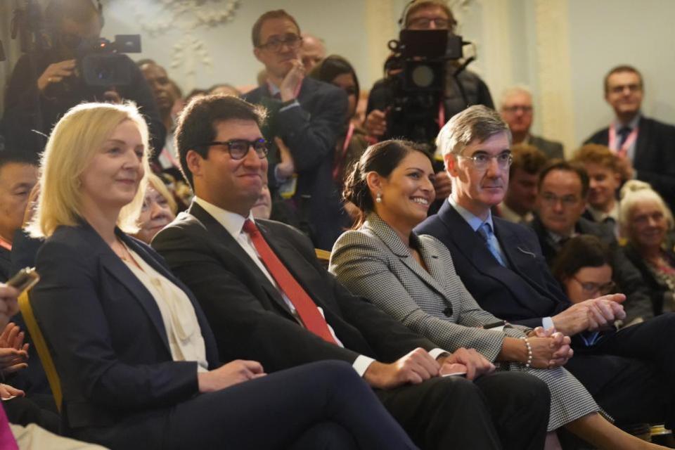 Eastern Daily Press: (Left to right) Liz Truss, Ranil Jayawardena, Dame Priti Patel and Sir Jacob Rees-Mogg during the Conservative Party conference