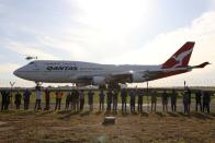 Last Qantas 747 jumbo jet departs from Sydney Airport, as Qantas retires remaining Boeing 747 planes early due to the coronavirus disease outbreak