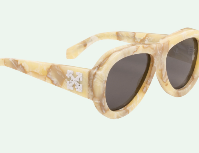 OFF-WHITE Frida Pilot Sunglasses Yellow Marble/White (OWRI020F20PLA0011800)