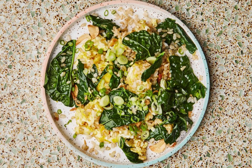 Fried Brown Rice with Kale and Turmeric