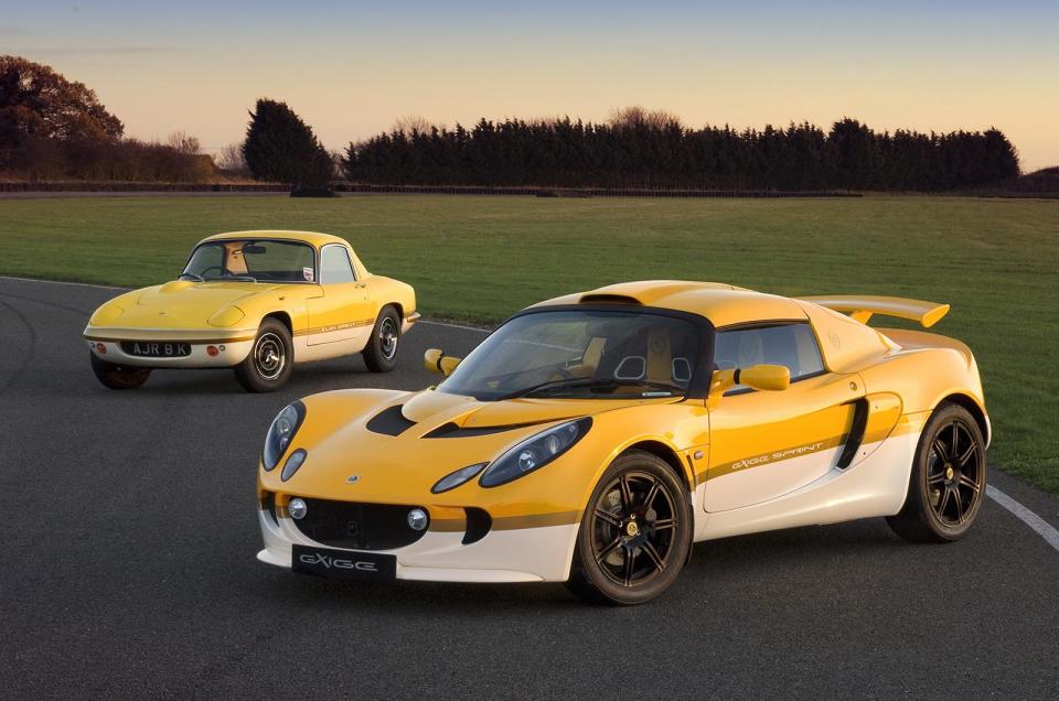 <p>Lotus drew inspiration from its 1970s Elan Sprint for a special edition Exige, which marked <strong>40 years</strong> since the start of Lotus production in Hethel in 1967. The Exige Sprint featured a two-tone design with white on the lower section of the body and a choice of yellow or blue on the upper portion.</p><p>The two colours were separated by a <strong>gold stripe</strong> bearing the ‘Exige Sprint’ name. Only 40 were built, each one with a price tag of £42,550.</p>