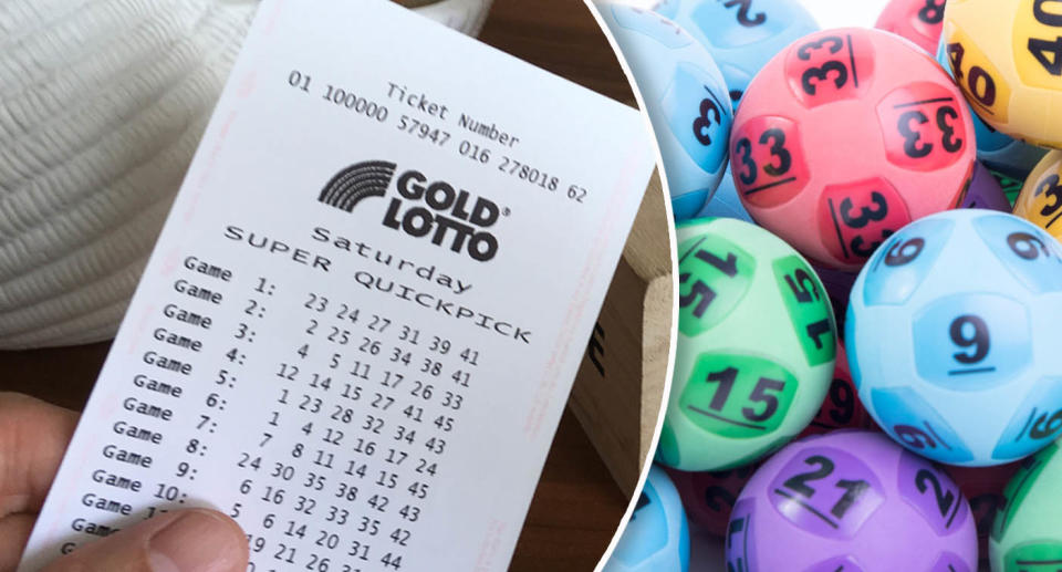 Left is a file picture showing a Gold Lotto ticket and right is a picture of the coloured Lotto balls.. Source: The Lott