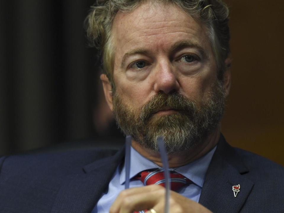 Senator Rand Paul listens to testimony during the Senate Committee for Health, Education, Labour, and Pensions hearing on Covid-19: (2020 Getty Images)