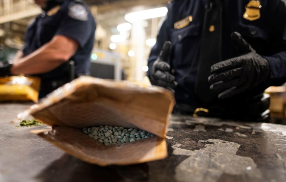 <div class="inline-image__caption"><p>An officer from the US Customs and Border Protection, Trade and Cargo Division finds Oxycodon pills in a parcel at John F. Kennedy Airport's US Postal Service facility in New York last year. The coronavirus pandemic is disrupting the global drug trade.</p></div> <div class="inline-image__credit">Johannes EISELE / AFP via Getty Images</div>