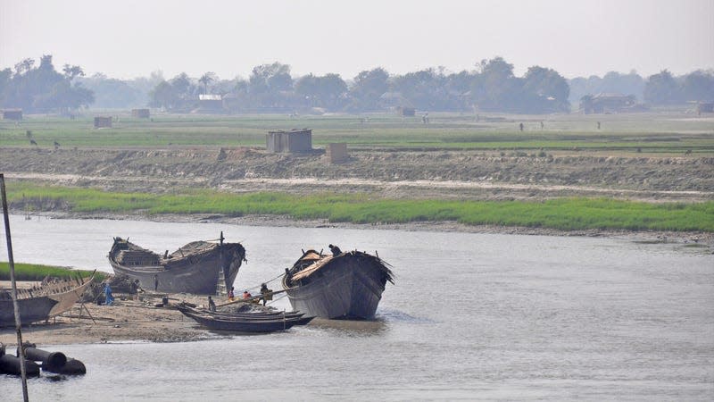 Boats on the Padma River. Agriculture, navigation, inland fisheries, and keeping saltwater intrusion at bay are all heavily dependent on the flow of water of these rivers.