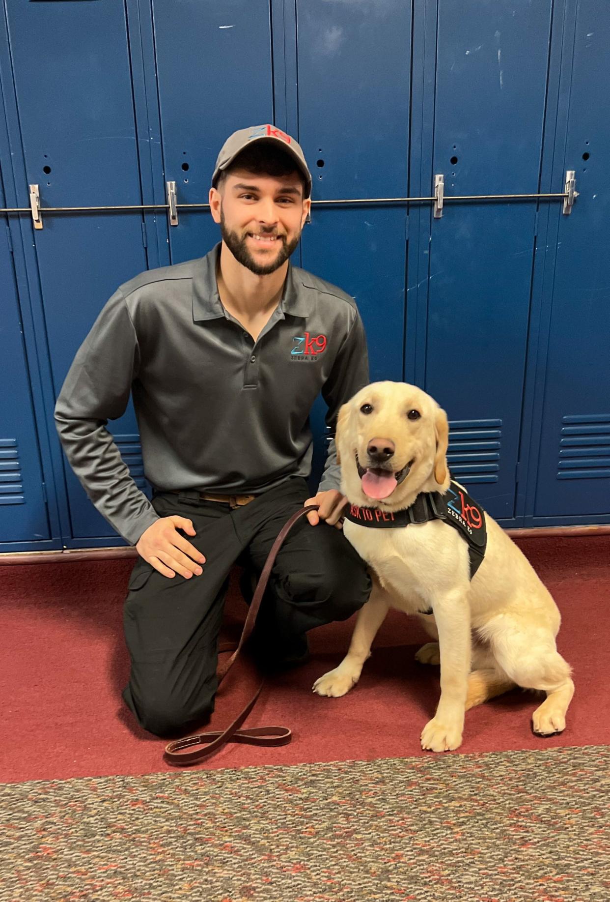 Security dog Gator and his handler Carlos Molina will be starting work at Rudyard Area Schools in April.