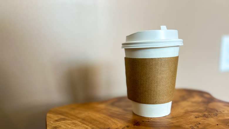 To-go cup of Atlanta Bread Company hot chocolate