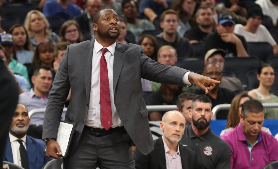 Toronto Raptors assistant coach Adrian Griffin during a game in November of 2018.