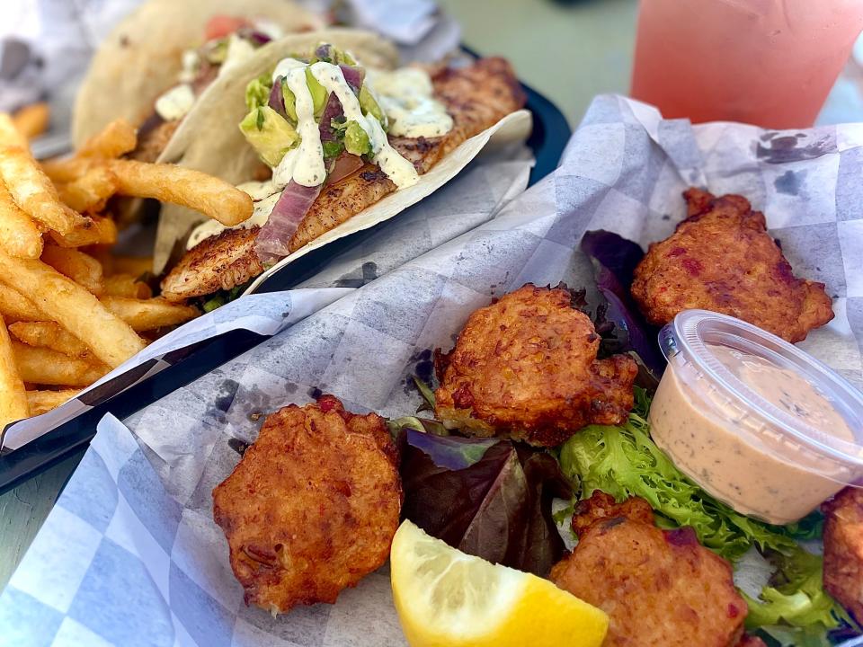 Conch fritters and fish tacos from The Beach Bucket in Ormond Beach.