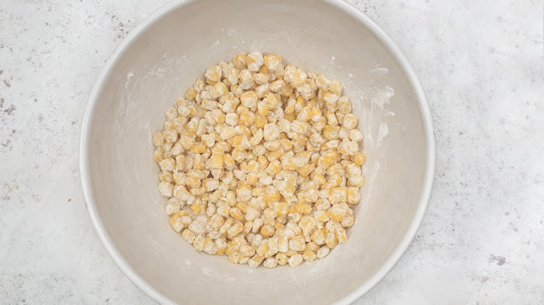 corn tossed in flour