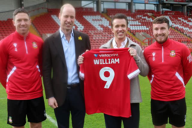 <p>Chris Jackson/Getty</p> Ben Tozer, Prince William, Rob McElhenney and Luke Young at Wrexham AFC on March 1, 2024